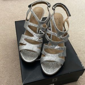 Sparkly silver heels